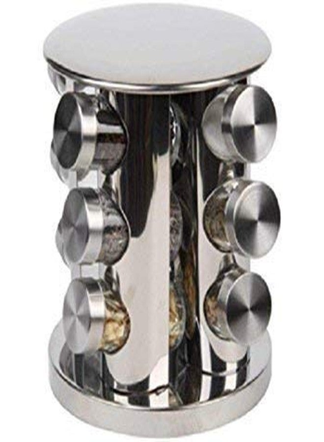 TRAY Stainless steel Multipurpose 360 Degree Revolving Transparent Spice Jar Masala Dani Containers Rack Condiment Set Vatti Anjarai Petti for Kitchen Combo Pack of 12 - Image 1
